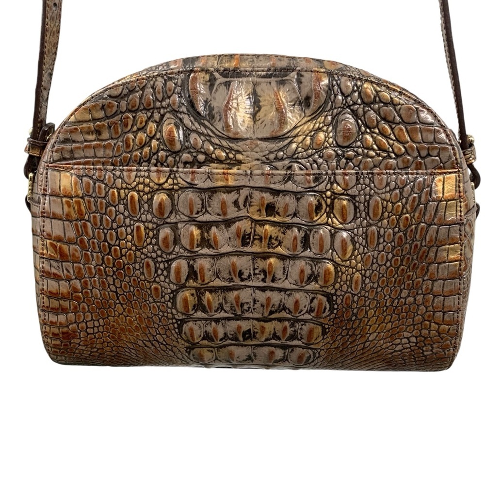 BRAHMIN Croc-Embossed Dome Crossbody Bag – Adjustable Strap - Picture 2 of 9